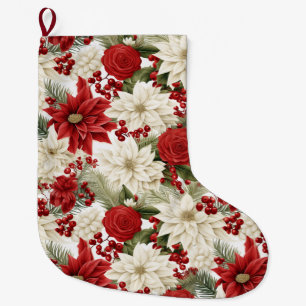 Grande Chaussette De Noël Poinsettia de Noël – Création florale de fêtes
