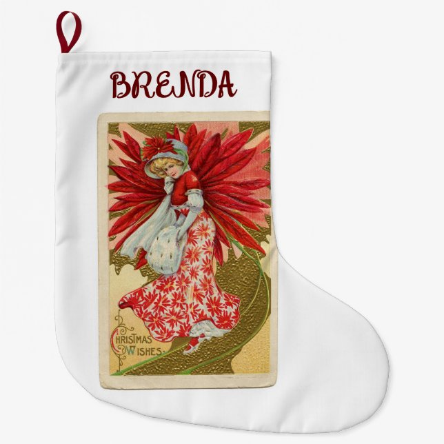 Grande Chaussette De Noël Poinsettia Femme Noël Stocking (Devant)