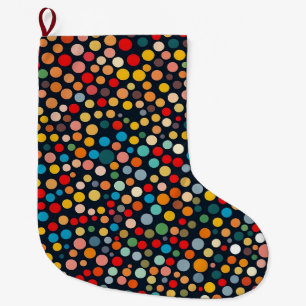 Grande Chaussette De Noël Pois colorés sur Arrière - plan foncé