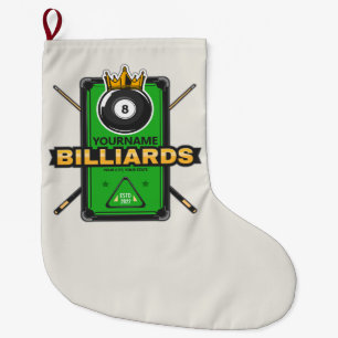 Grande Chaussette De Noël Pool Hall personnalisé NOM 8 Ball Crown Billiards