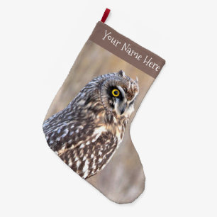 Grande Chaussette De Noël Portrait d'une chouette à courte portée dans les m