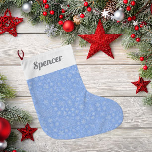 Grande Chaussette De Noël Poudre Doodle Bleu Motif de l'aube de Noël