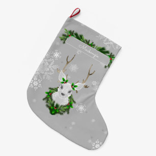 Grande Chaussette De Noël Prise de rennes gris