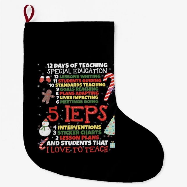 Grande Chaussette De Noël Professeur à l'école SPED Funny (Devant)