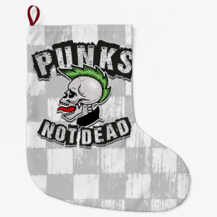 Grande Chaussette De Noël Punks pas mort crâne Mohawk Punk Rock Rocker