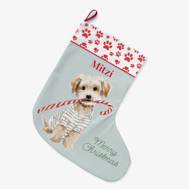Grande Chaussette De Noël Puppies in Pajamas Dog (Devant (Accrochage))