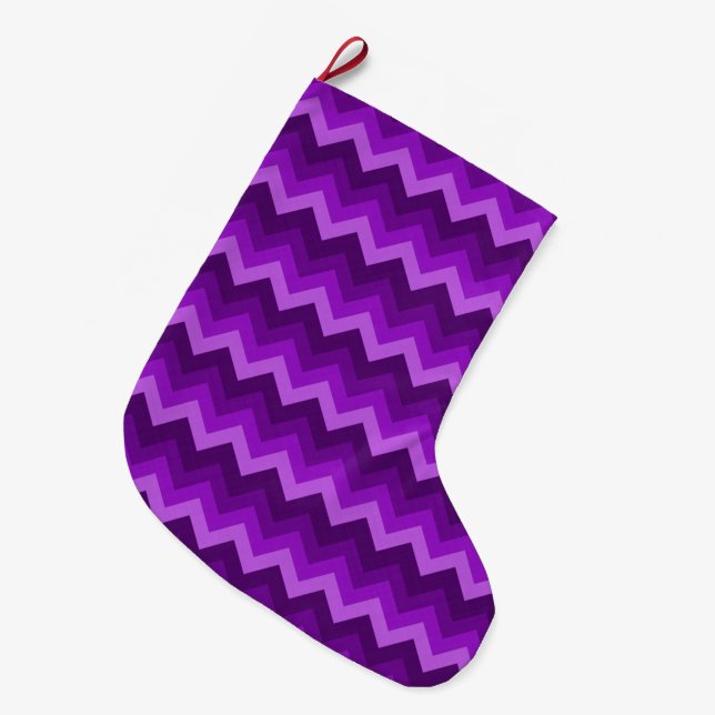Grande Chaussette De Noël Purple Hombre Grand Motif Chevron ZigZag (Devant (Accrochage))