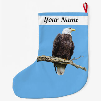 Grande Chaussette De Noël Pygargue à tête blanche perché sur une branche