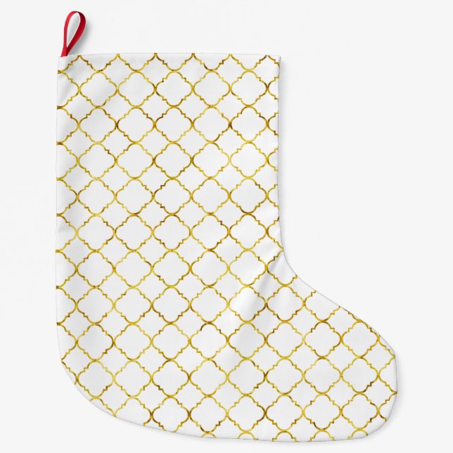 Grande Chaussette De Noël Quatrefoil d'or (Devant)