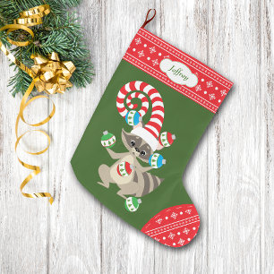 Grande Chaussette De Noël Raccoon de jonglage mignon