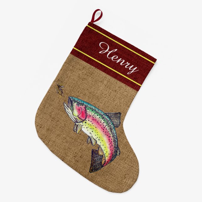 Grande Chaussette De Noël Rainbow Trout Fly (Devant (Accrochage))