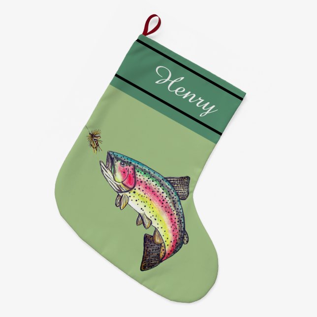 Grande Chaussette De Noël Rainbow Trout Fly (Devant (Accrochage))