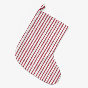 Grande Chaussette De Noël Rayures Rouges Blanches