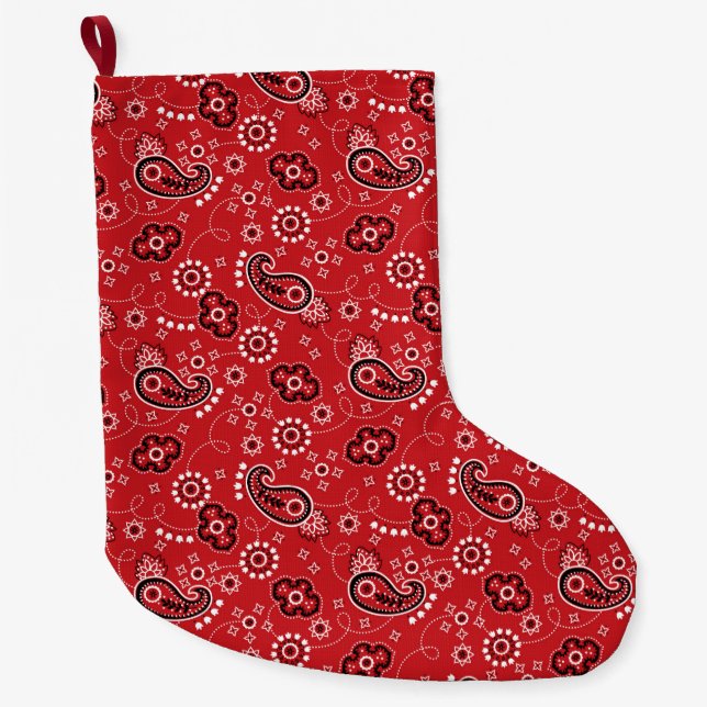 Grande Chaussette De Noël Red Bandana Heart Modern Cowboy Love Fun (Devant)