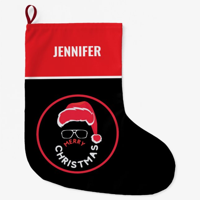 Grande Chaussette De Noël Red Black Noël (Devant)