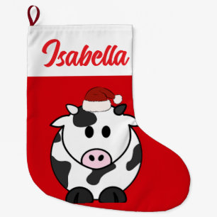 Grande Chaussette De Noël Red Joyeux Noël OX animal de vache Noël chapeau No