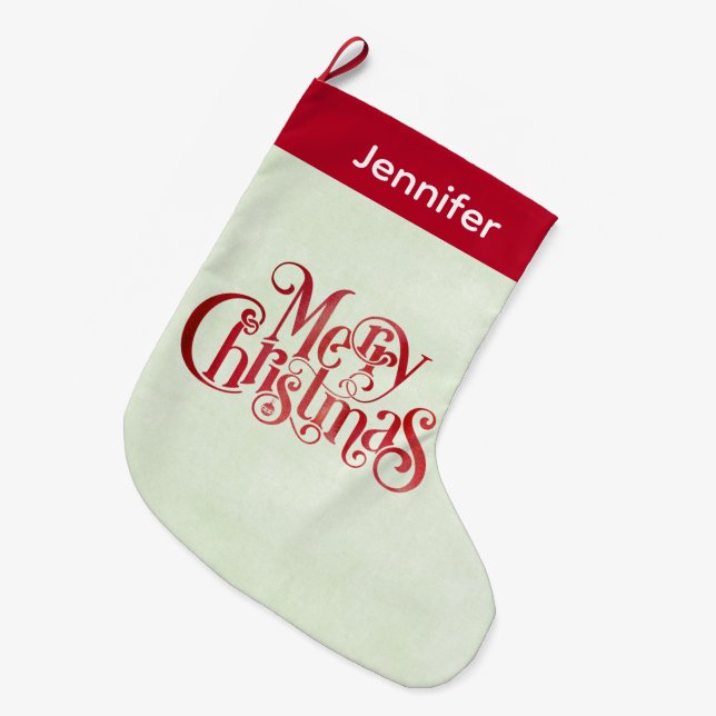 Grande Chaussette De Noël Red Joyeux Noël Typographie Festive Police (Devant (Accrochage))