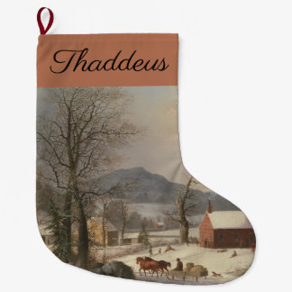 Grande Chaussette De Noël Red School House (Country Scene):