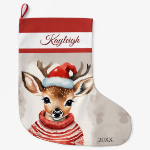 Grande Chaussette De Noël Reindeer Personnalisé Grande réserve de Noël