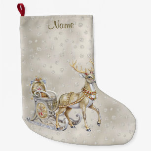 Grande Chaussette De Noël Reindeer Sleigh Stocker de vacances