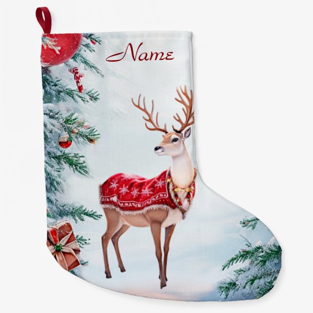 Grande Chaussette De Noël Reindeer Stocking Holiday (Devant)