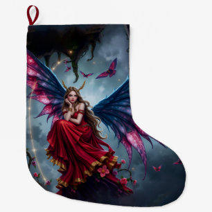 Grande Chaussette De Noël Reine des fées de fantasy sombre avec des ailes de
