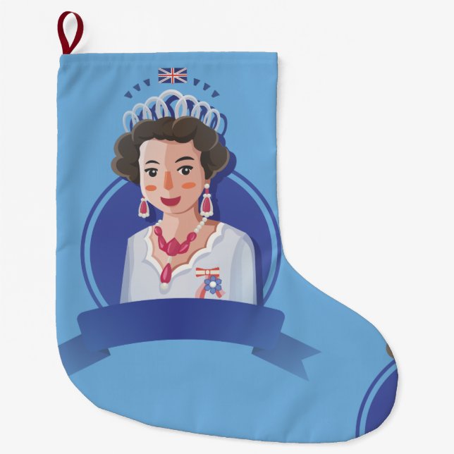 Grande Chaussette De Noël reine elizabeth 2 noël stockage (Devant)