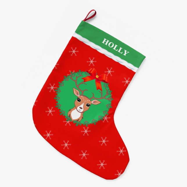 Grande Chaussette De Noël Rennes de Noël (Devant (Accrochage))