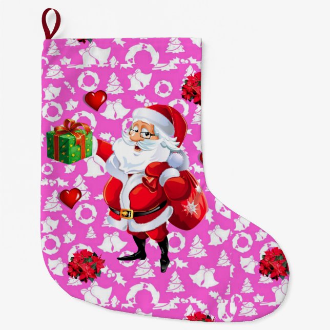Grande Chaussette De Noël Réservation de Noël, Père Noël (Devant)
