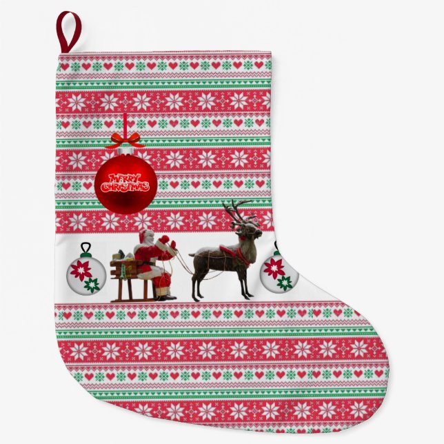 Grande Chaussette De Noël Réservation de Noël, Père Noël (Devant)