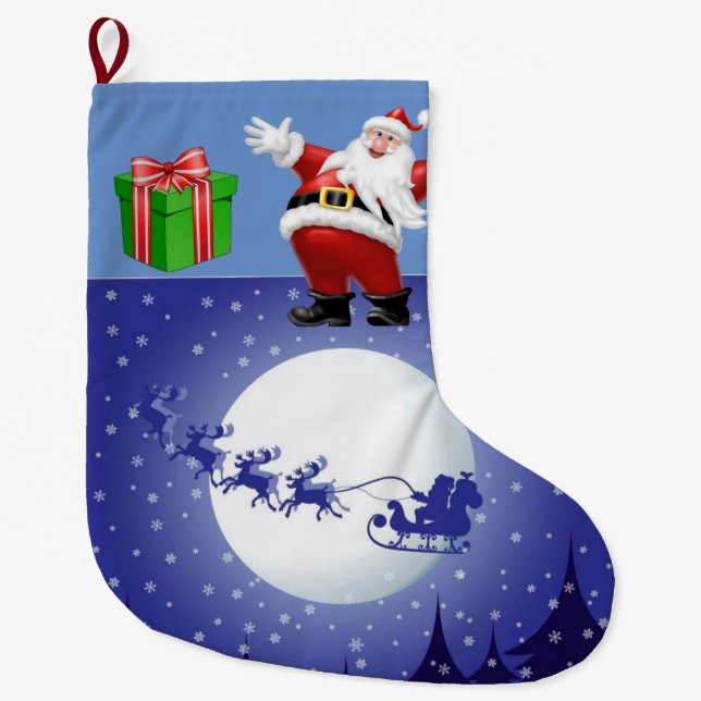 Grande Chaussette De Noël Réservation de Noël, Père Noël (Devant)