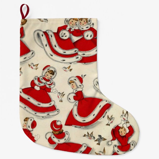 Grande Chaussette De Noël Réservation de Noël, Vintage (Devant)