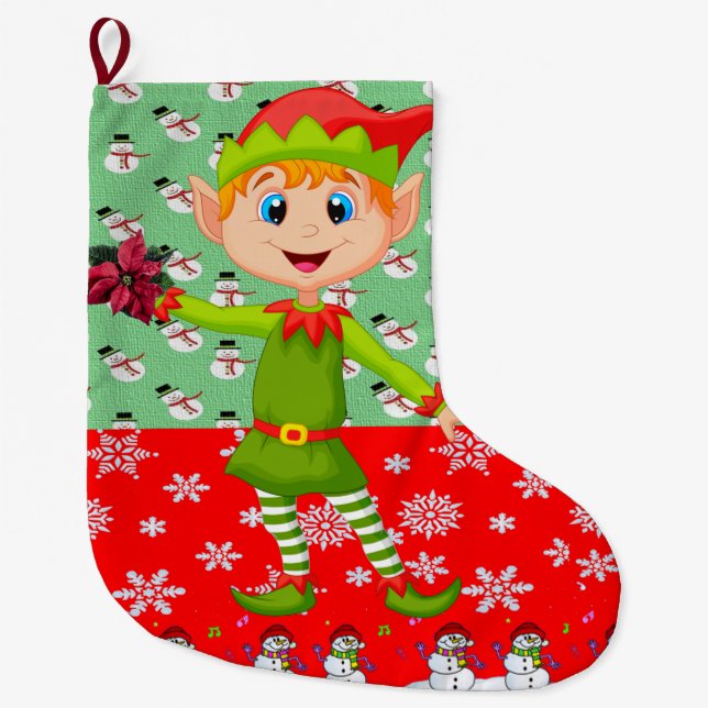 Grande Chaussette De Noël Réservoir de Noël, Elfe de Noël (Devant)