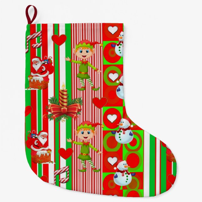 Grande Chaussette De Noël Réservoir de Noël, Elfe de Noël (Devant)