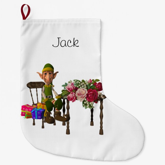 Grande Chaussette De Noël Réservoir de Noël, Elfe de Noël (Devant)