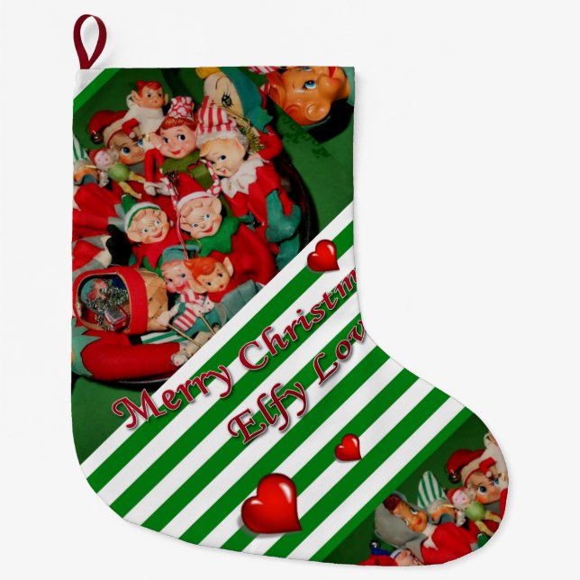 Grande Chaussette De Noël Réservoir de Noël, Elfe de Noël (Devant)