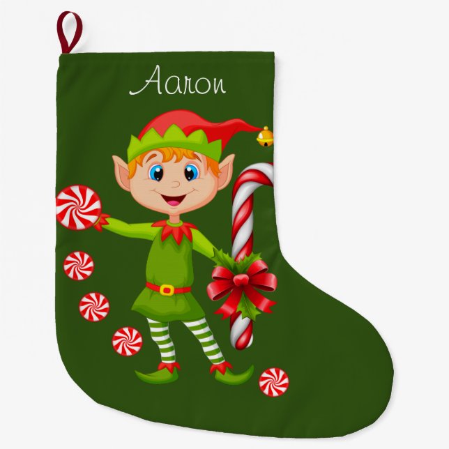 Grande Chaussette De Noël Réservoir de Noël, Elfe de Noël (Devant)