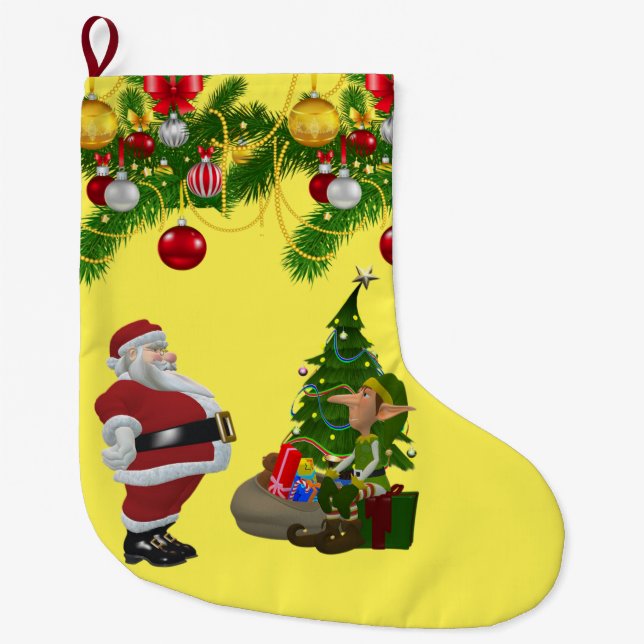 Grande Chaussette De Noël Réservoir de Noël, Elfe de Noël (Devant)