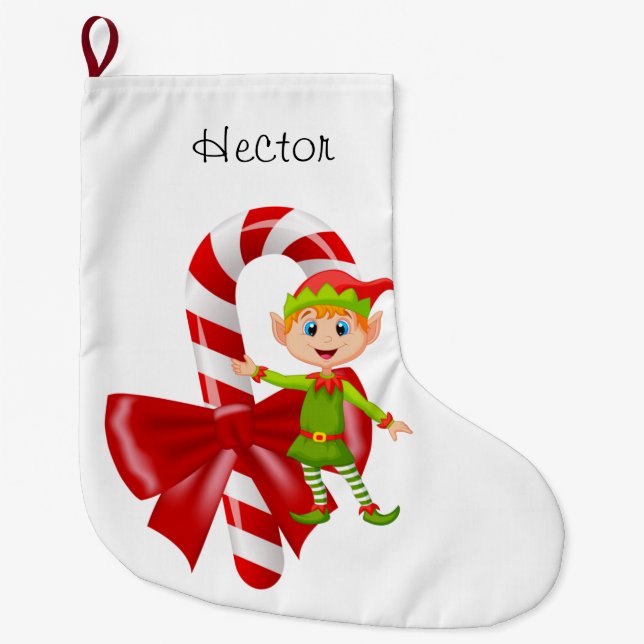 Grande Chaussette De Noël Réservoir de Noël, Elfe de Noël (Devant)