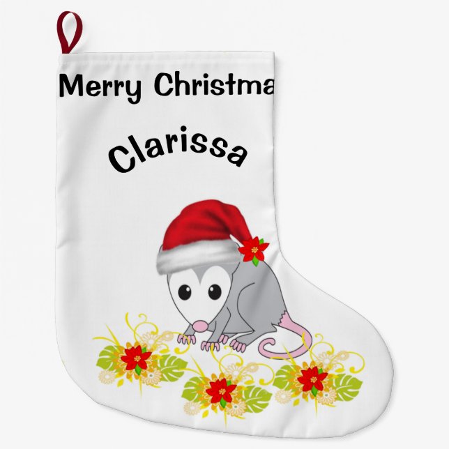 Grande Chaussette De Noël Réservoir de Noël, Opossum (Devant)