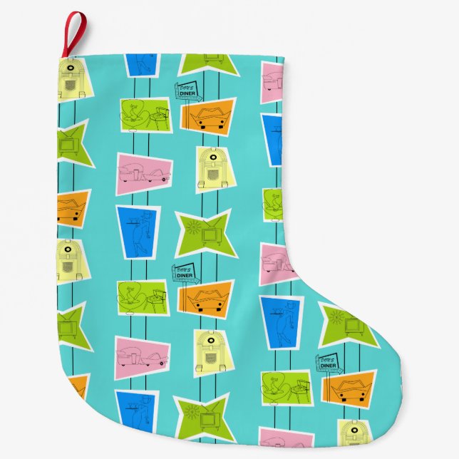 Grande Chaussette De Noël Rétro bas atomique de Noël de kitsch (Devant)