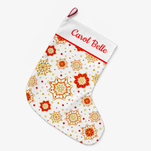 Grande Chaussette De Noël Rétro motif de flocon de neige personnalisé