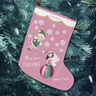 Grande Chaussette De Noël Rêves de princesse poilue rose