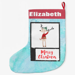 Grande Chaussette De Noël Rindeer De Noël Dans Un Gros Chaud