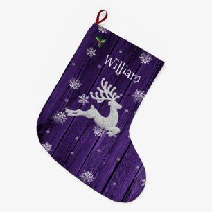 Grande Chaussette De Noël Rindeer de Noël violet rustique