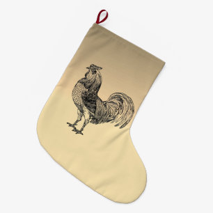 Grande Chaussette De Noël Rooster rustique