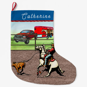Grande Chaussette De Noël Ropage de vachette occidentale