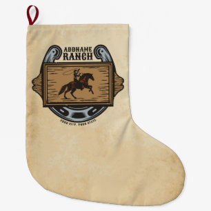 Grande Chaussette De Noël Roping Cowboy AJOUTER LE NOM Western Family Horse 