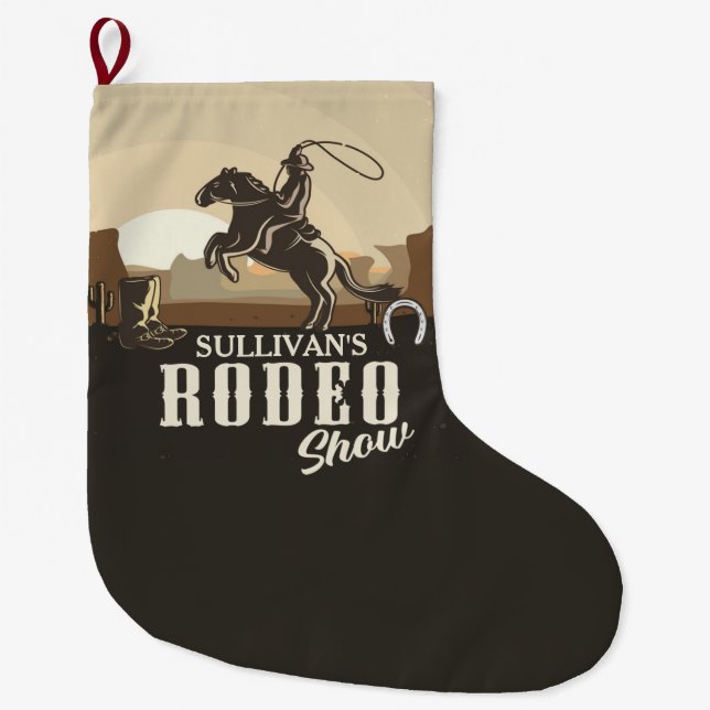 Grande Chaussette De Noël Ropper Roundup Western Rodeo Show Personnalisé (Devant)