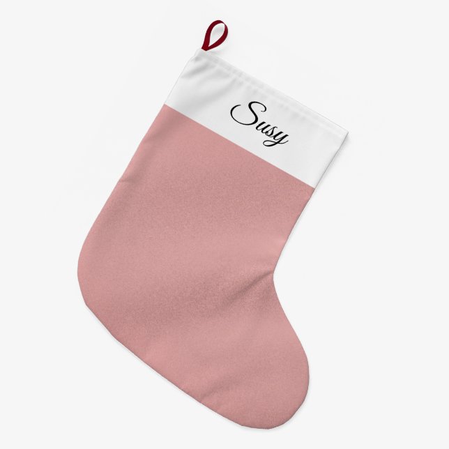 Grande Chaussette De Noël Rose Doré  (Devant (Accrochage))